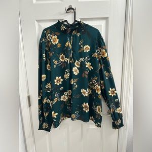 NINE BRITTON
Jaelyn Smocked Mockneck Blouse keyhole detail on chest